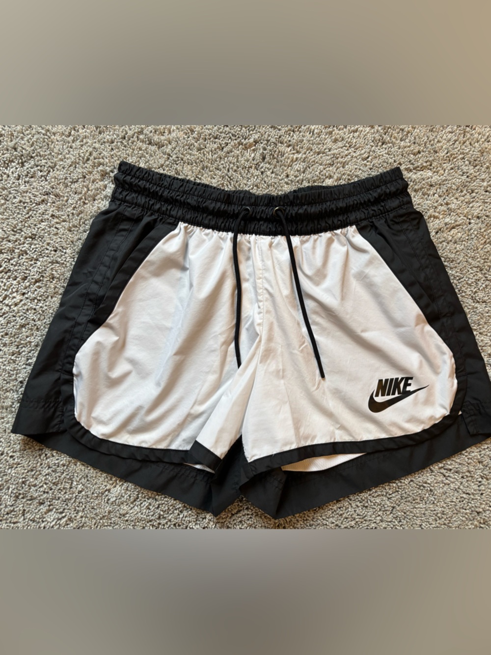 Nike Women’s Black and White Athletic Double Layered Shorts Size S
